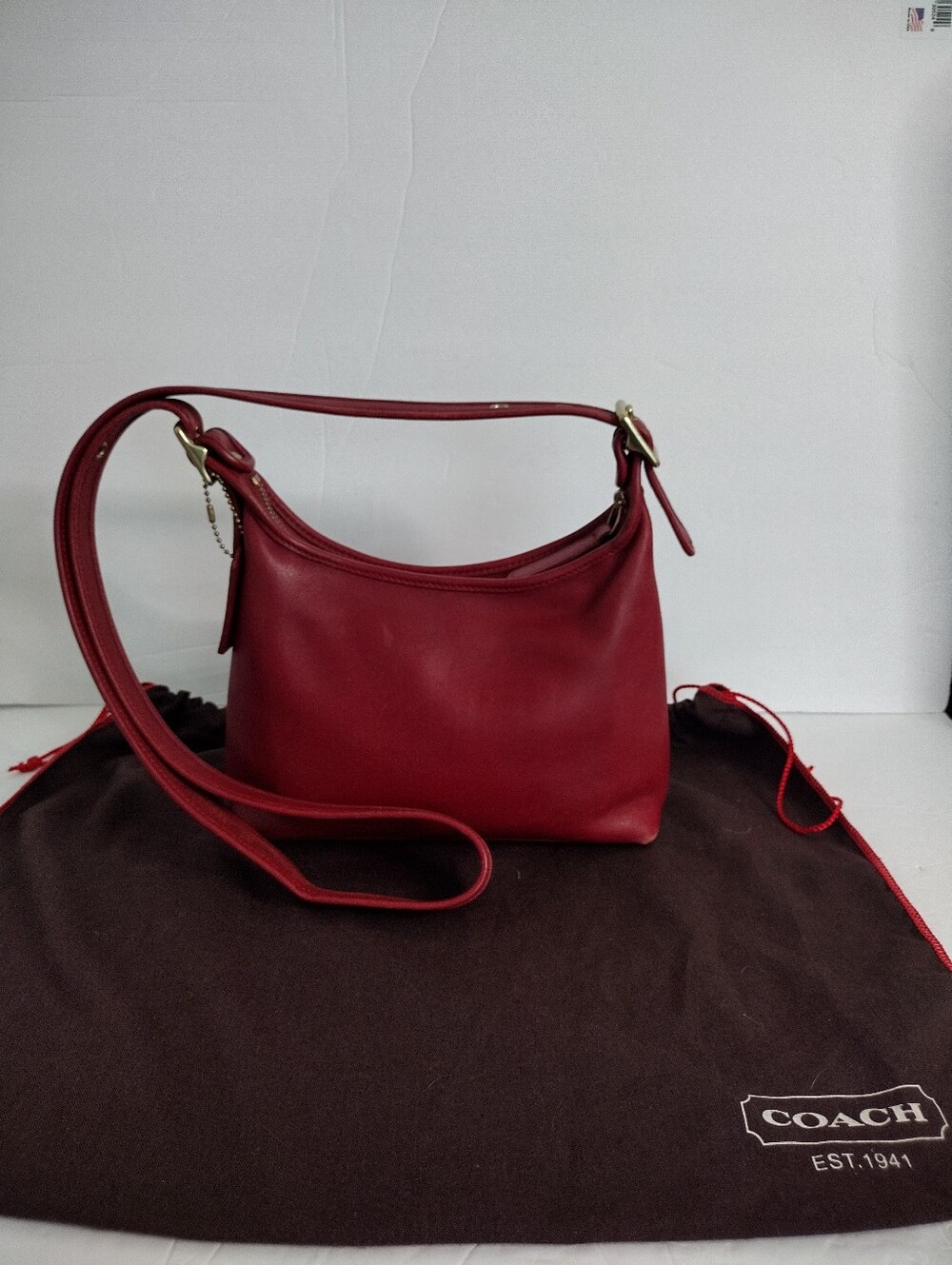 Vintage Y2K COACH Red Leather Legacy Small Hobo Bag 9136 Rare Cherry Red - Picture 14 of 16